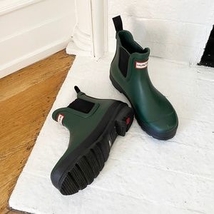 Hunter Forest Green Chelsea Rain Boots Women's Size 9